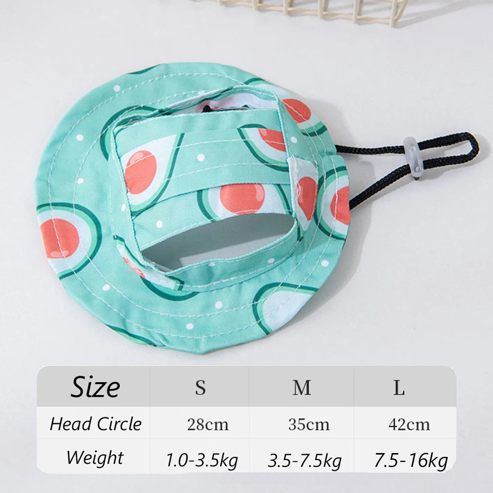 Adjustable Cute Printed Dog Hat & Puppy Sun Cap for Small Dogs