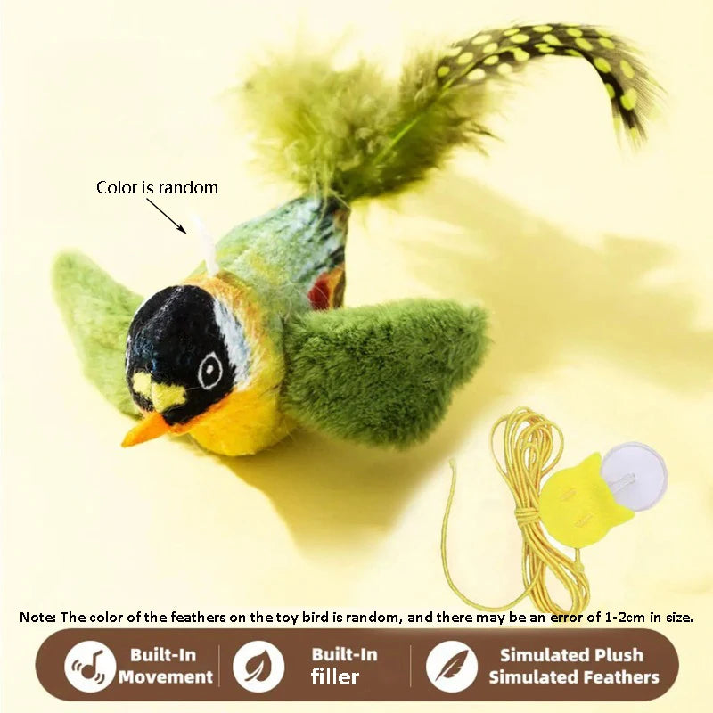 Interactive Sound-Emulating Bird Hanging Cat Toy for Boredom Relief