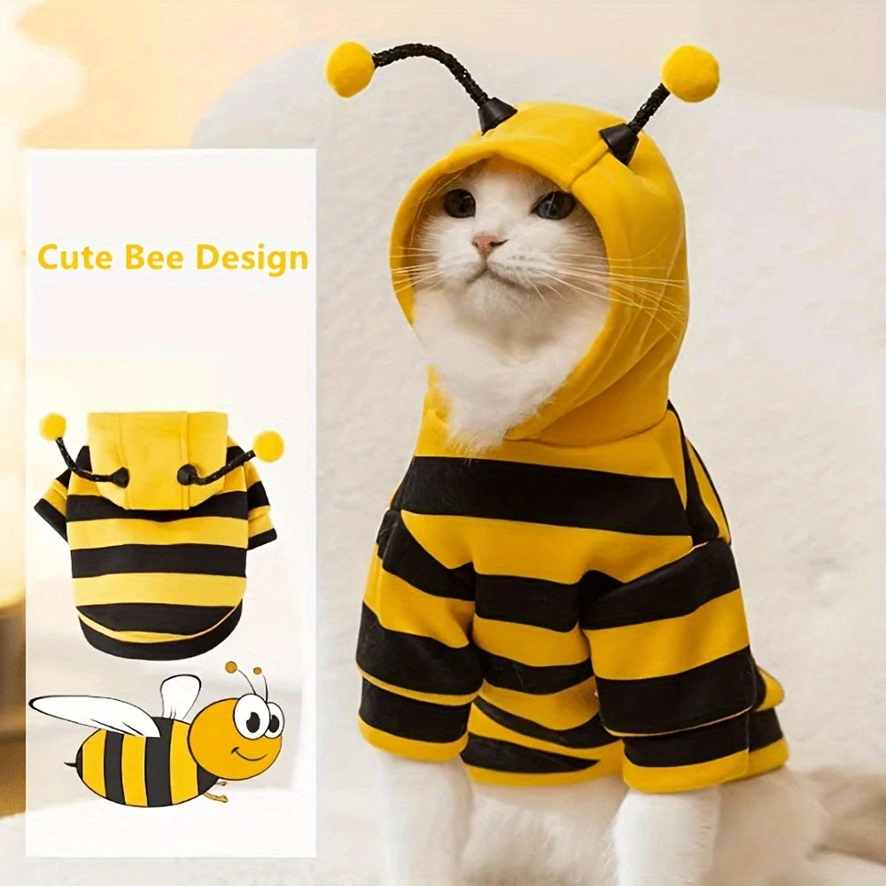 Cute Bumblebee Dog & Cat Hooded Costume & Winter Fleece Apparel