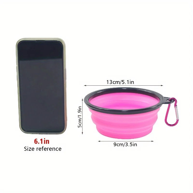 Portable Collapsible Silicone Dog Travel Bowl with Clip