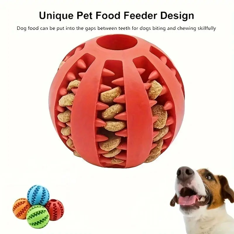 Bite-Resistant Dog Treat Dispenser & Tooth Cleaning Chew Ball