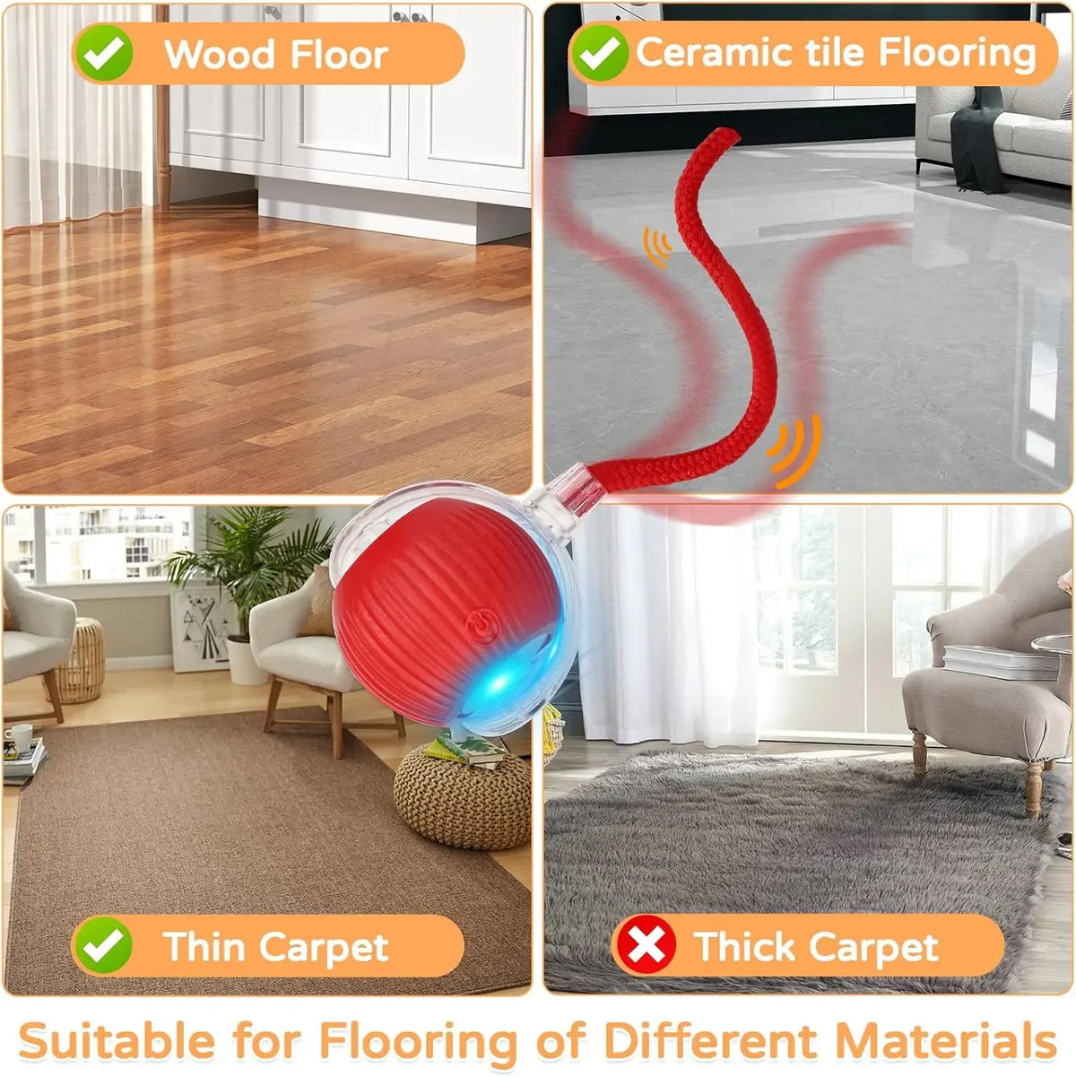 Automatic Rolling & Interactive Smart Cat Toy Ball with Faux Tail