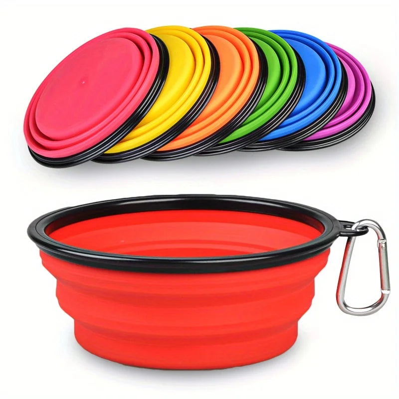 Portable Collapsible Silicone Dog Travel Bowl with Clip
