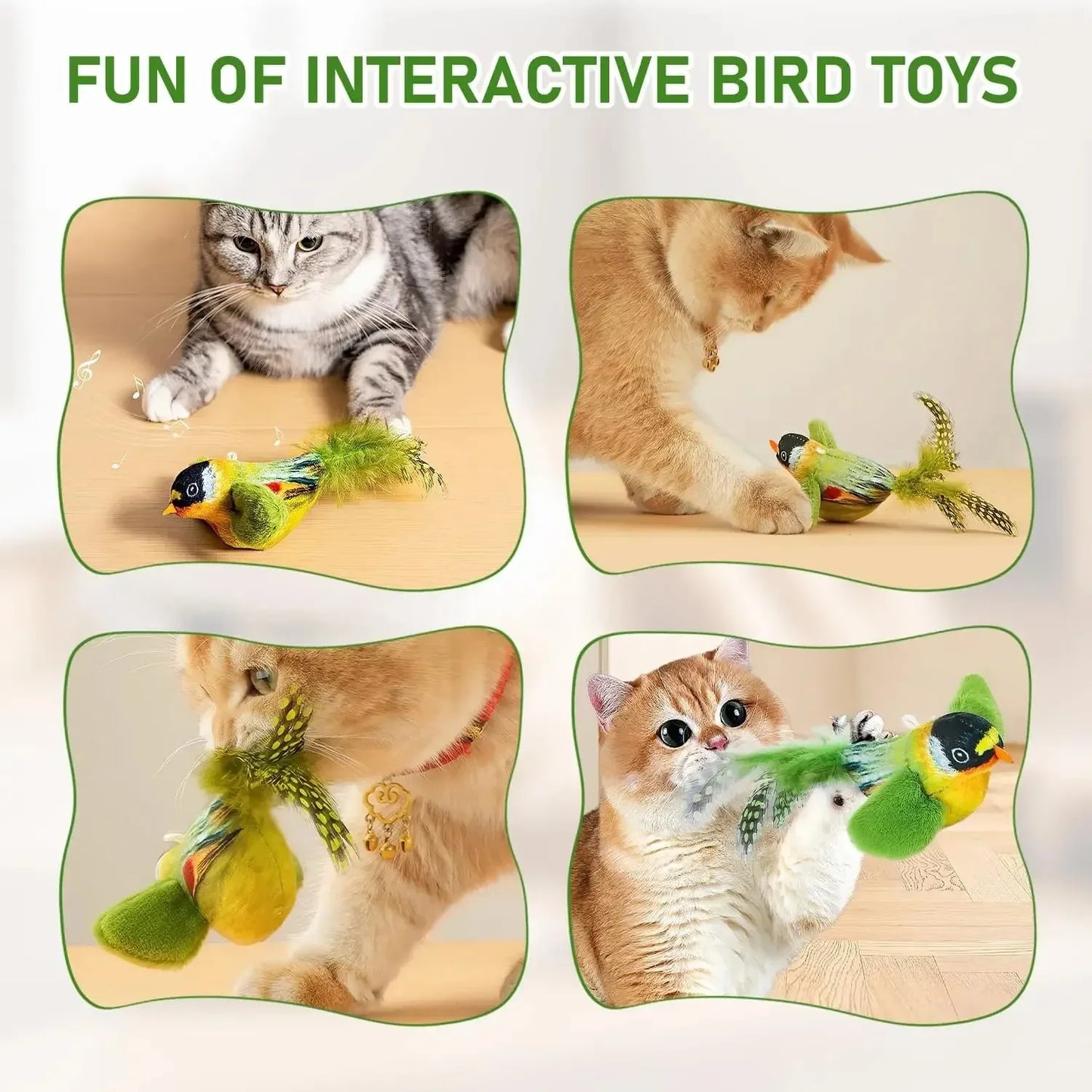 Interactive Sound-Emulating Bird Hanging Cat Toy for Boredom Relief