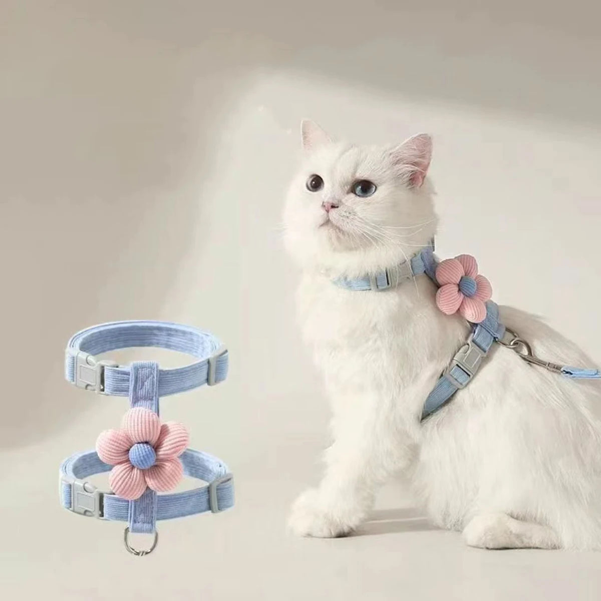 Breathable Mesh Cat Harness and Leash Set with Cute Straps