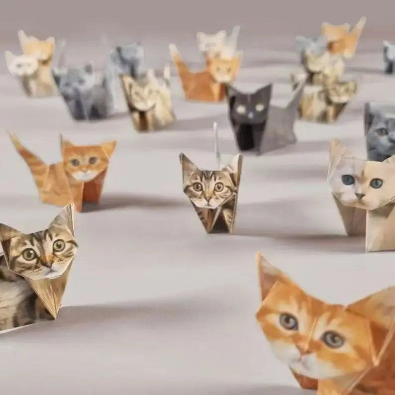 DIY Origami Paper Craft Kit for Cats, Dogs & Dinosaurs 3D Desk Decor