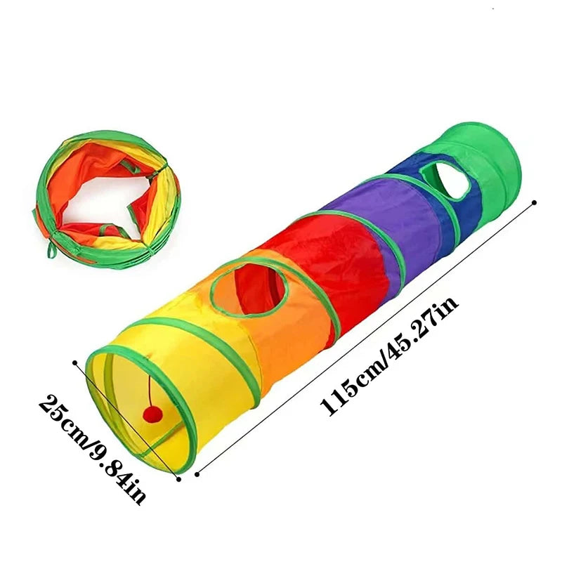 Foldable Interactive Cat Tunnel Tube Toy with Crinkle Play