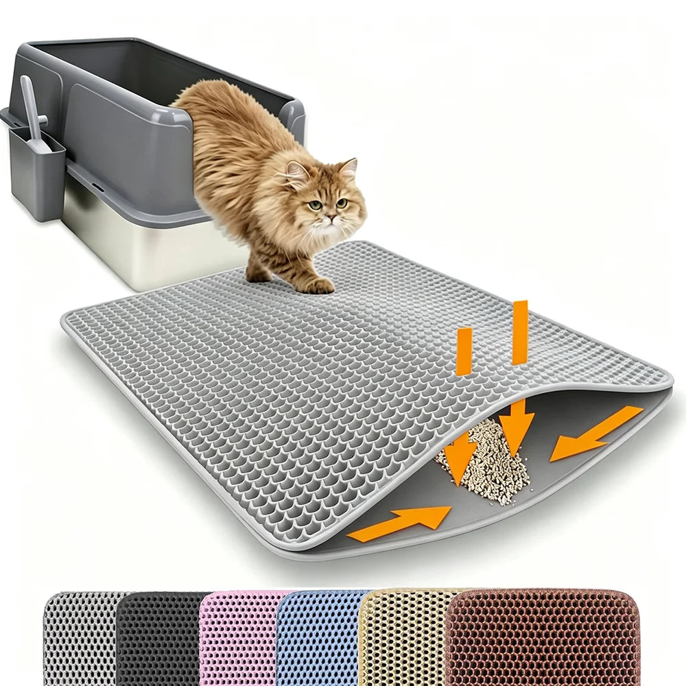 Double-Layer Waterproof Non-Slip Cat Litter Mat & Trapper