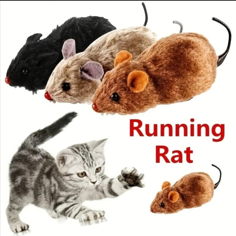 Lifelike Plush Running Mouse Toy & Interactive Rat Companion for Cats