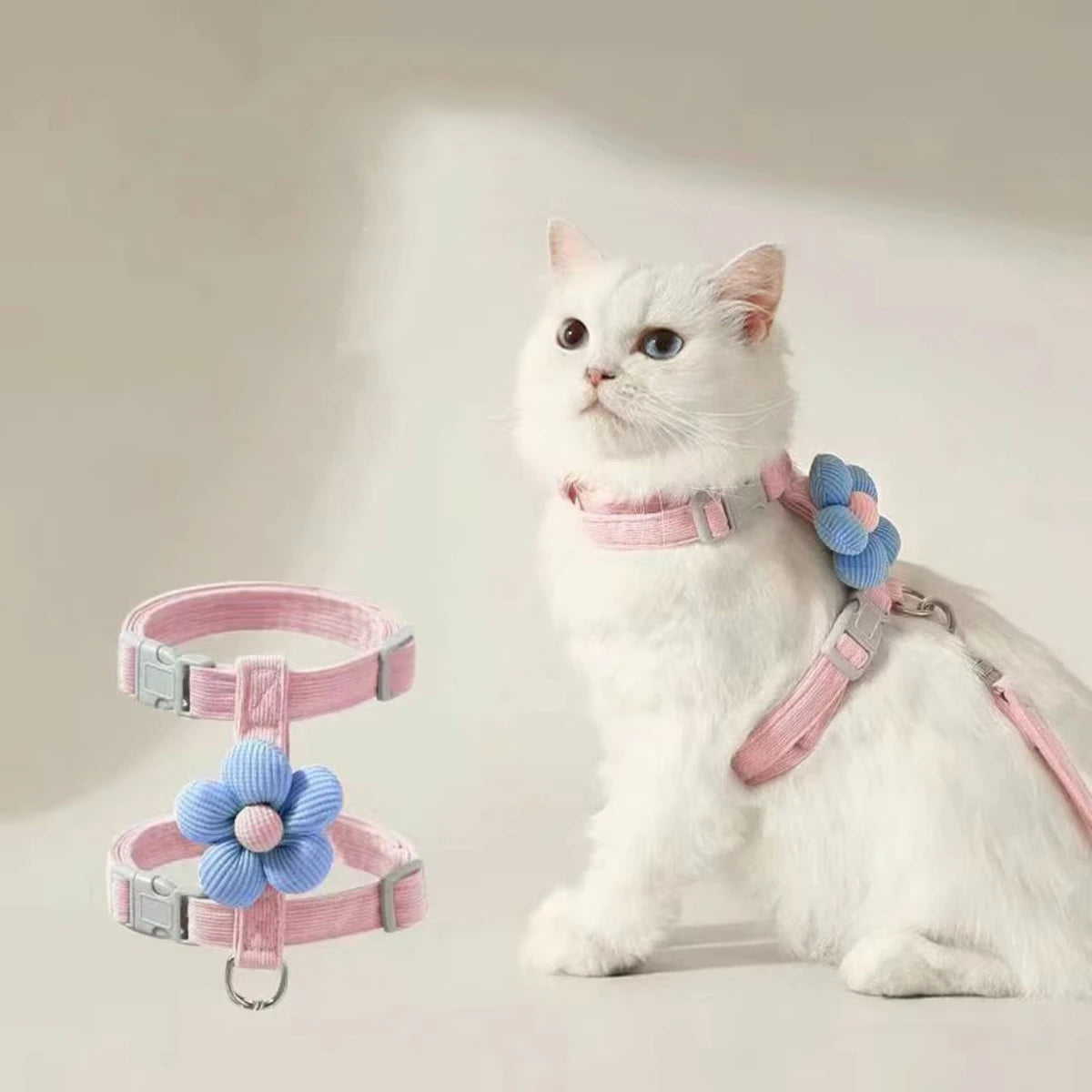 Breathable Mesh Cat Harness and Leash Set with Cute Straps