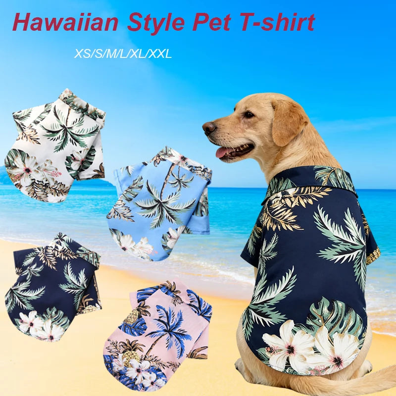 Summer Hawaiian Floral Beach Dog Shirt & Cat Apparel