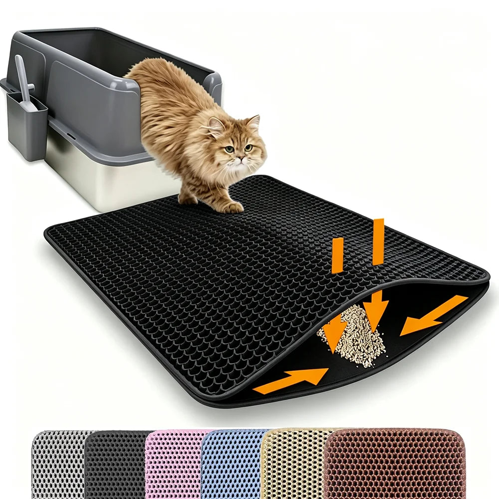 Double-Layer Waterproof Non-Slip Cat Litter Mat & Trapper