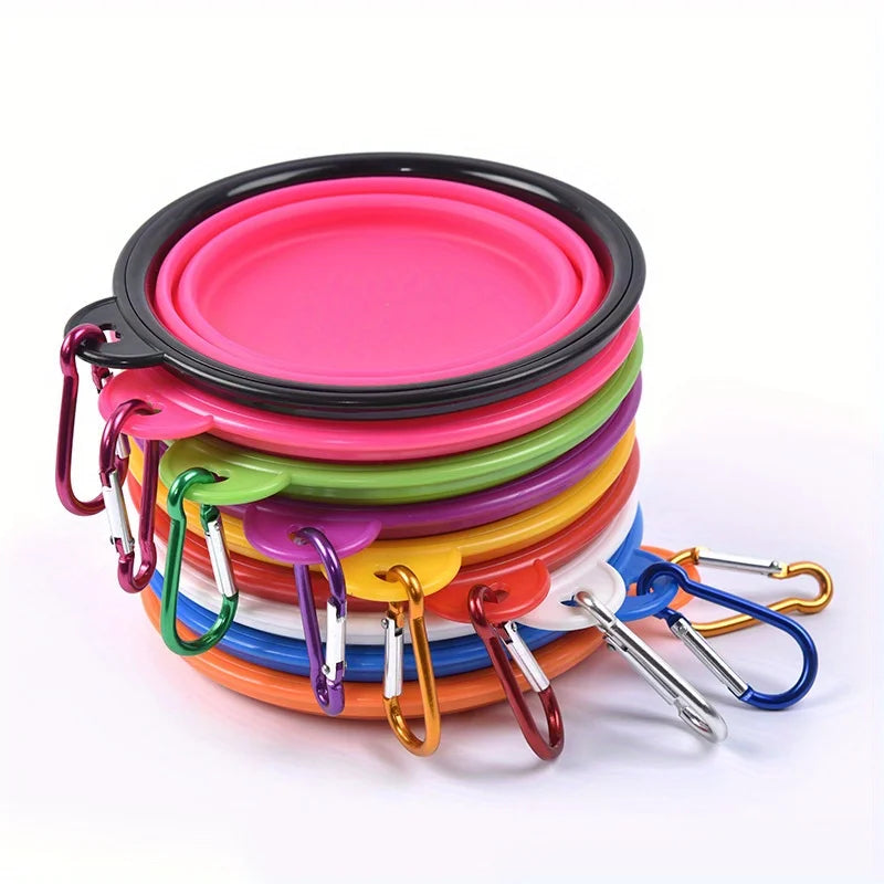 Portable Collapsible Silicone Dog Travel Bowl with Clip