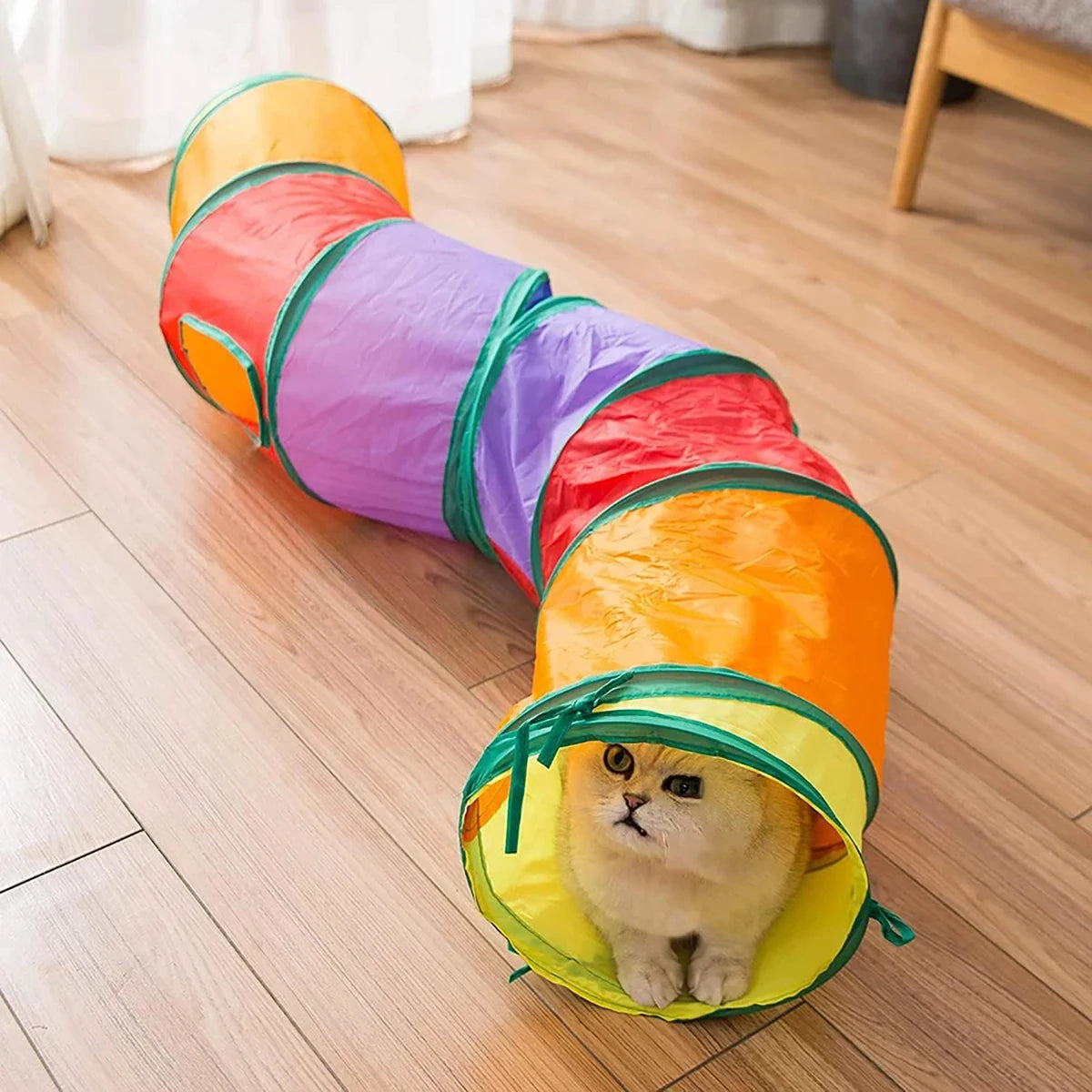Foldable Interactive Cat Tunnel Tube Toy with Crinkle Play