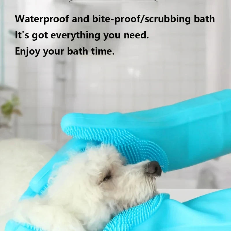 Silicone Pet Bath & Grooming Scrubber Glove for Dogs & Cats