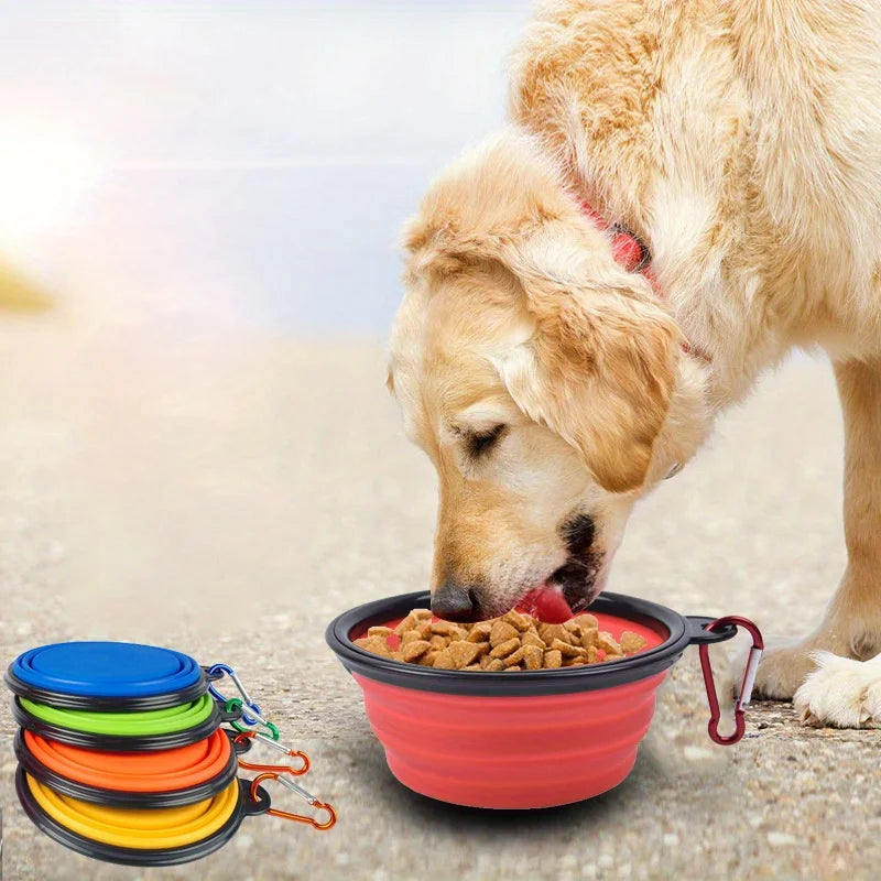 Portable Collapsible Silicone Dog Travel Bowl with Clip