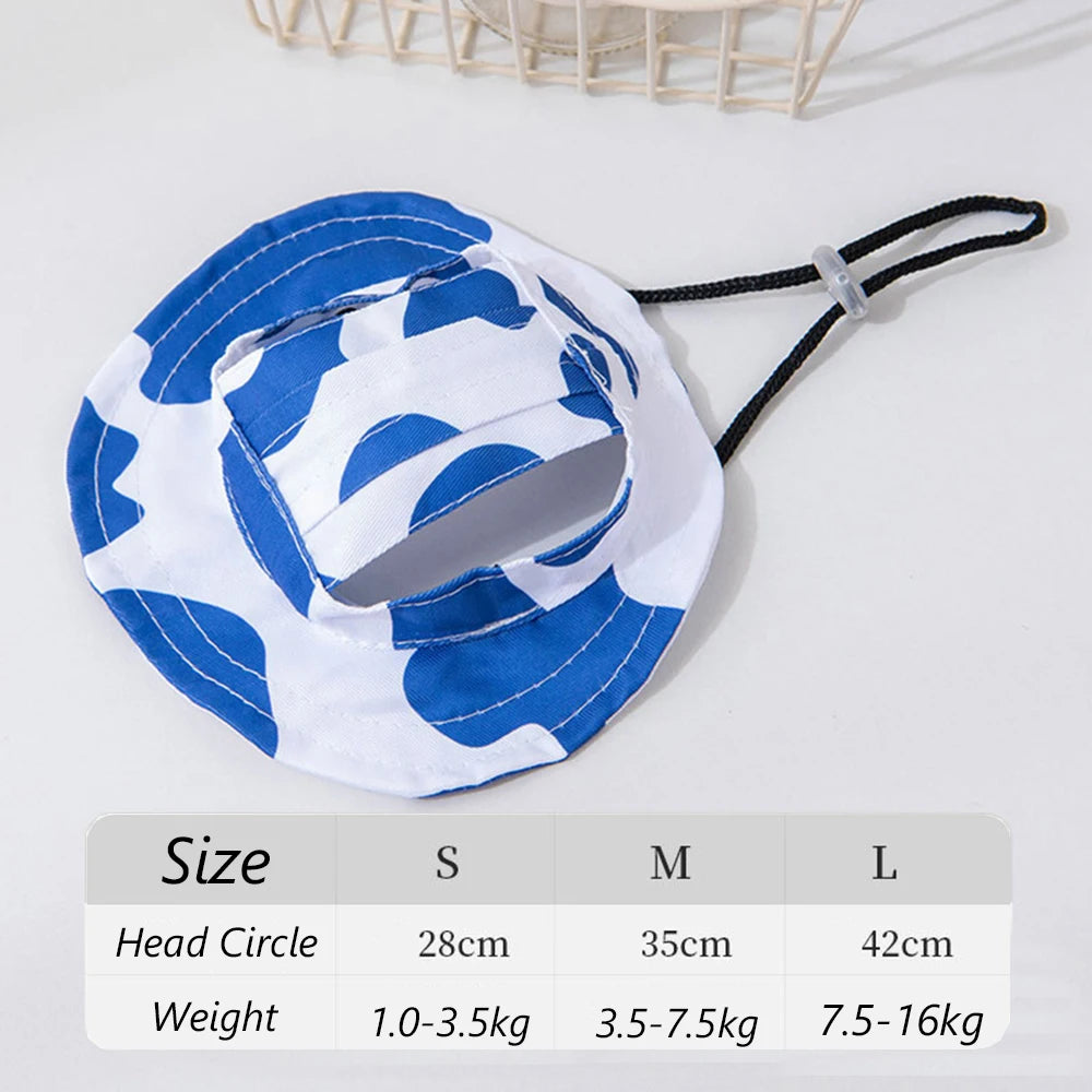 Adjustable Cute Printed Dog Hat & Puppy Sun Cap for Small Dogs