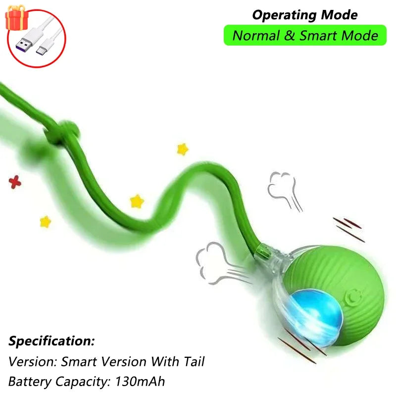 Automatic Rolling & Interactive Smart Cat Toy Ball with Faux Tail