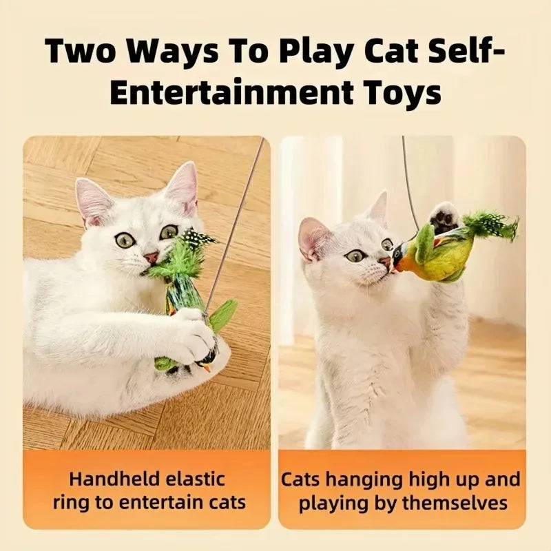 Interactive Sound-Emulating Bird Hanging Cat Toy for Boredom Relief