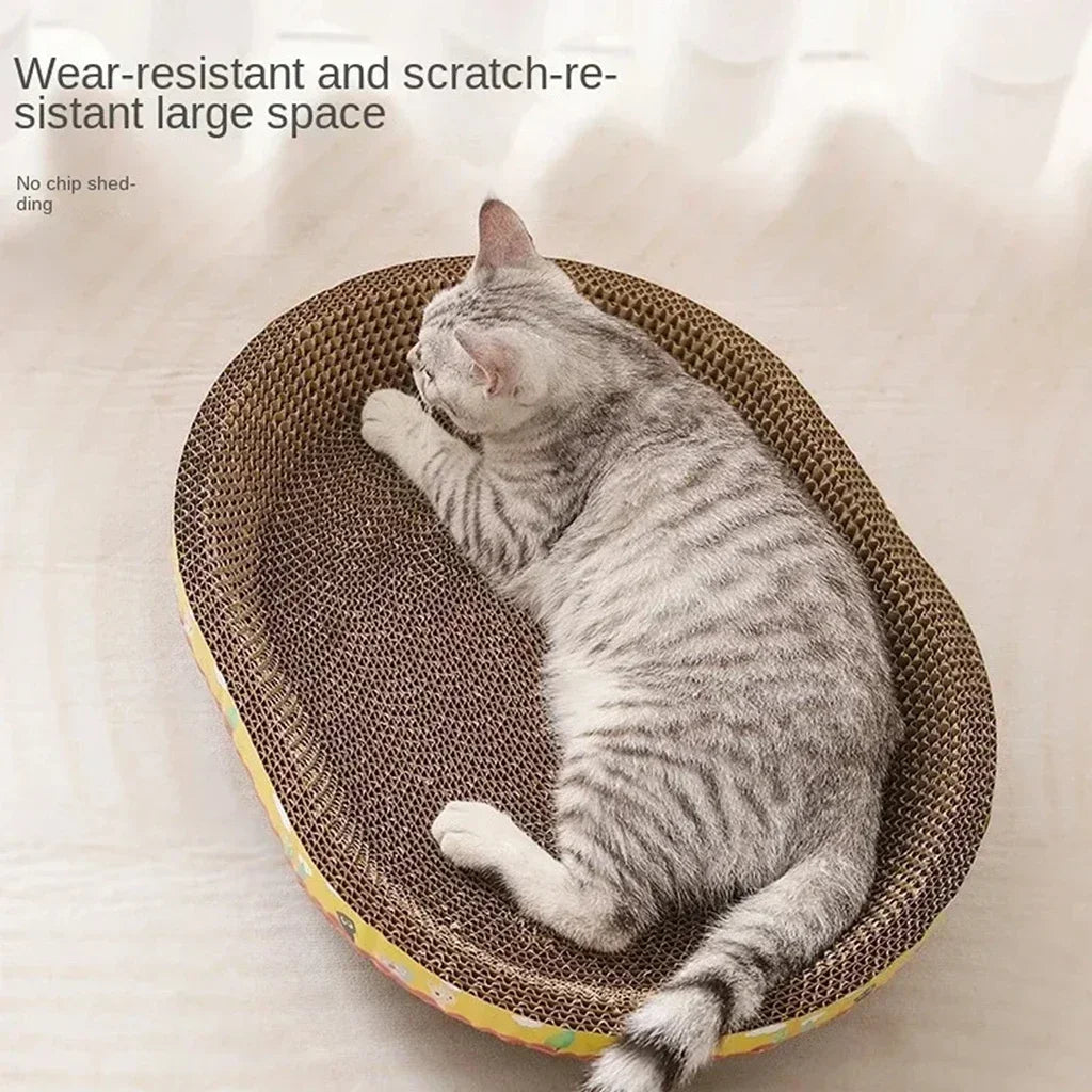 Oval Corrugated Cardboard Cat Scratching Board & Furniture Protector Nest
