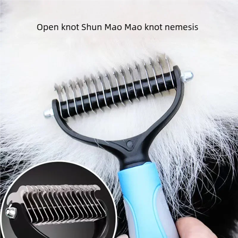 Double Sided Pet Deshedding Brush & Dematting Undercoat Rake