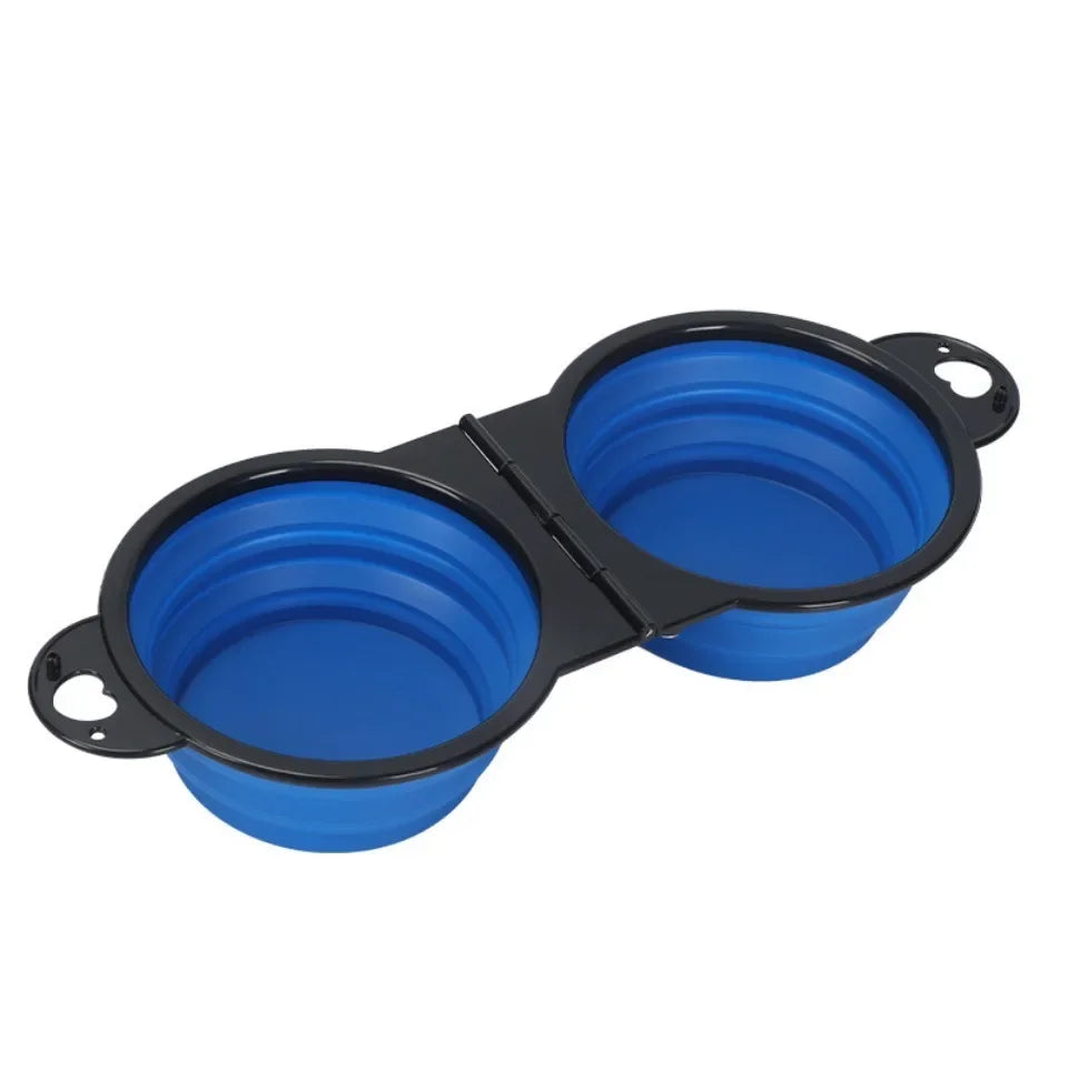 2-in-1 Foldable Dual Pet Travel Food & Water Bowl