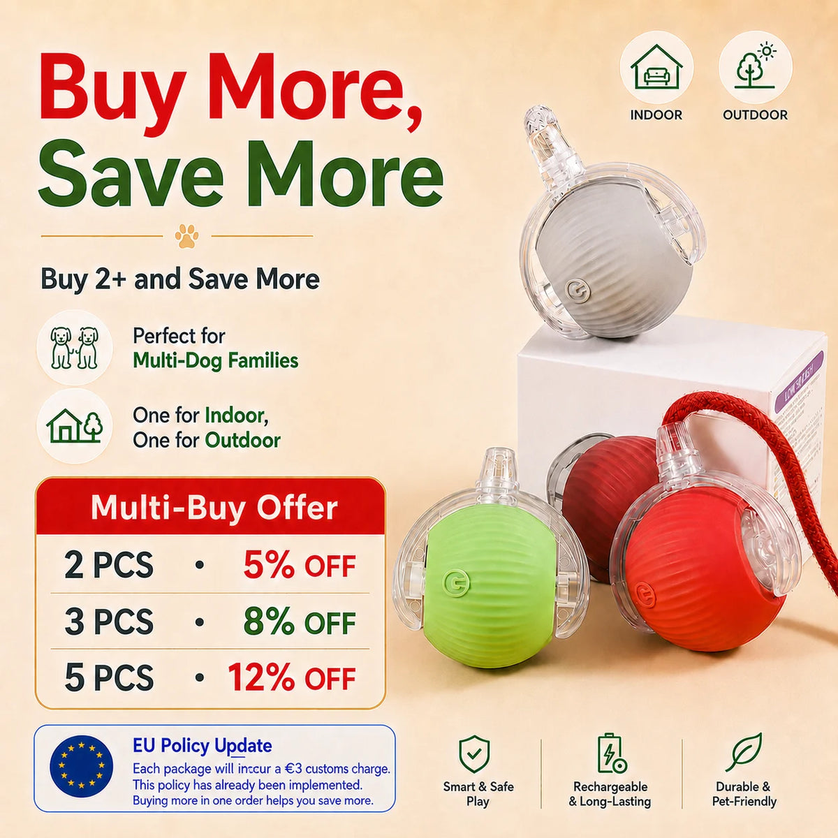 Automatic Rolling & Interactive Smart Dog Toy Ball with Tail & Sound