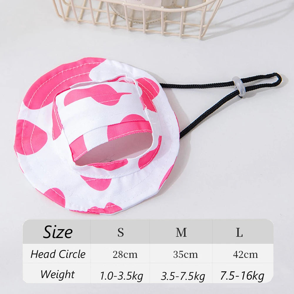 Adjustable Cute Printed Dog Hat & Puppy Sun Cap for Small Dogs