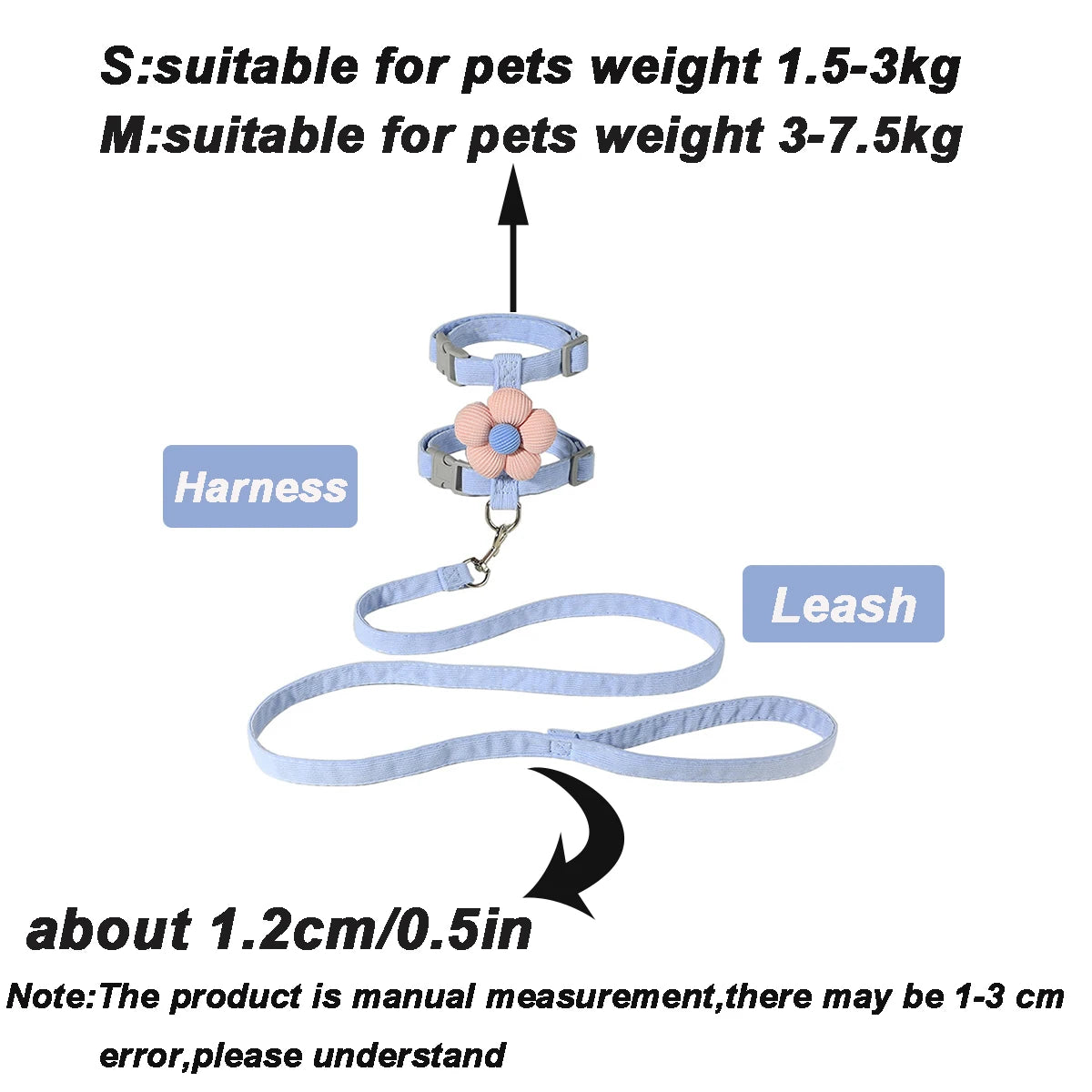 Breathable Mesh Cat Harness and Leash Set with Cute Straps
