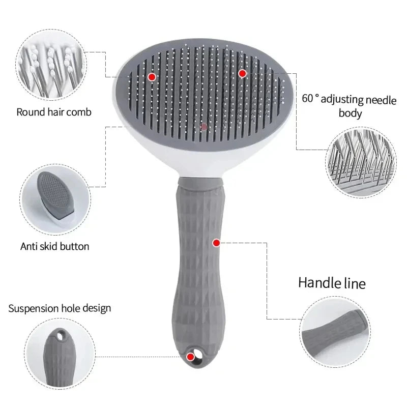 Self-Cleaning Slicker Pet Grooming Brush & Hair Remover Comb for Cats & Dogs