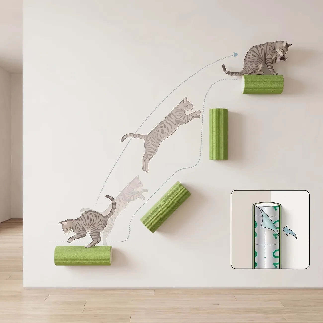 High-Adhesion Cat Scratching Post & Furniture Protector Mat